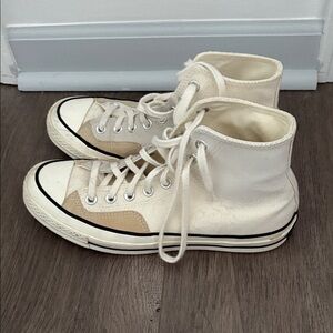 Converse High-Top Sneakers in Beige and White